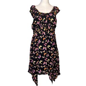 Fairycore Butterfly Asymmetric Y2K Midi Dress Fairy Grunge Ruffle Peasant XL